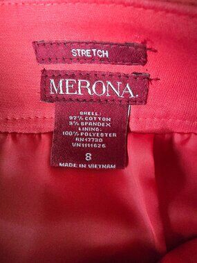 ☀️ POP OF COLOR! Merona Coral Pink Stretch Pencil Mini Skirt Size 8
